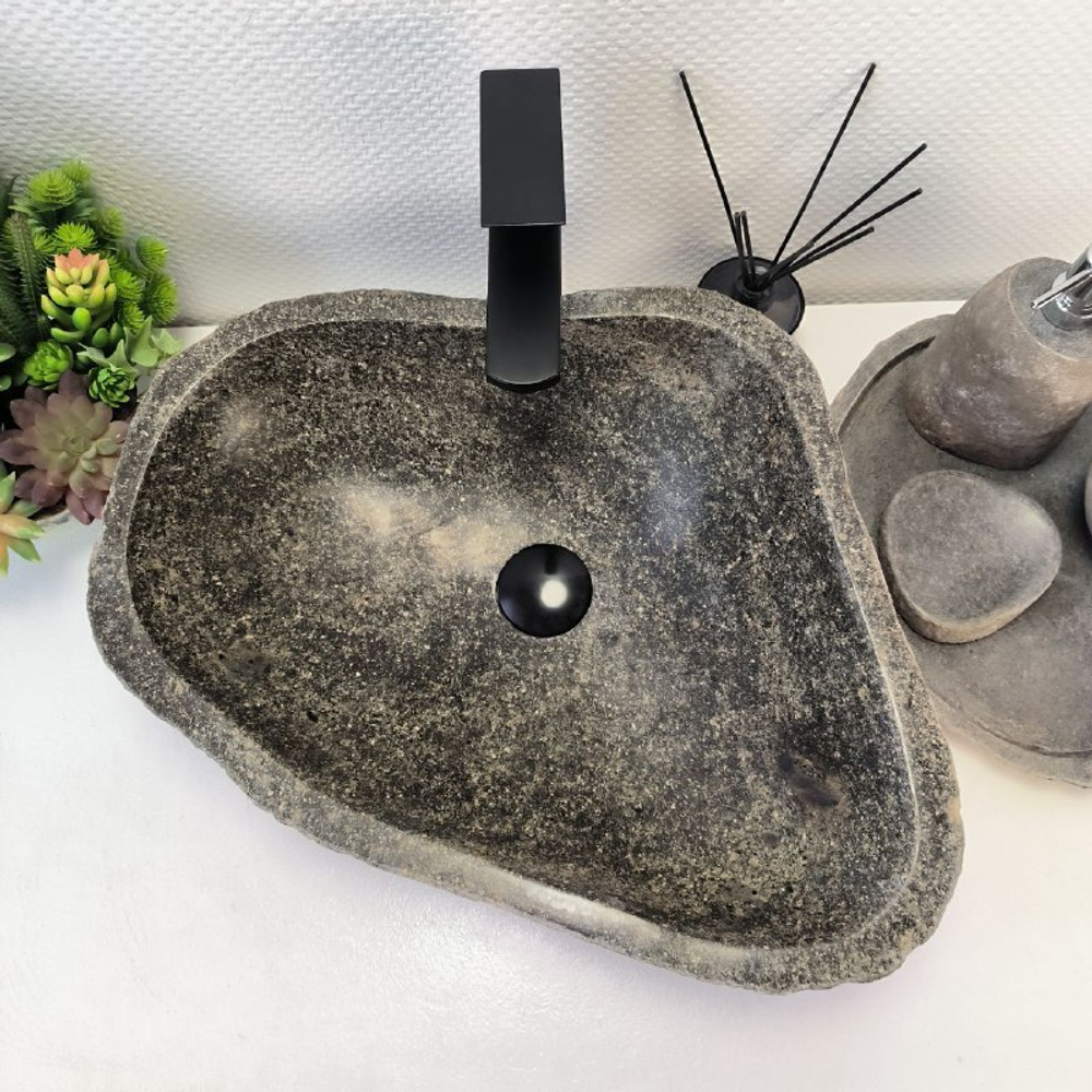 Каменная раковина из речного камня RS-63521 (48*42*15) 0122