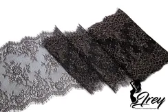 01-11 Кружево шантильи 23 см, черный/бежевый