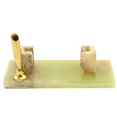 Письменный прибор с визитницей из камня оникс 138*75*44 мм