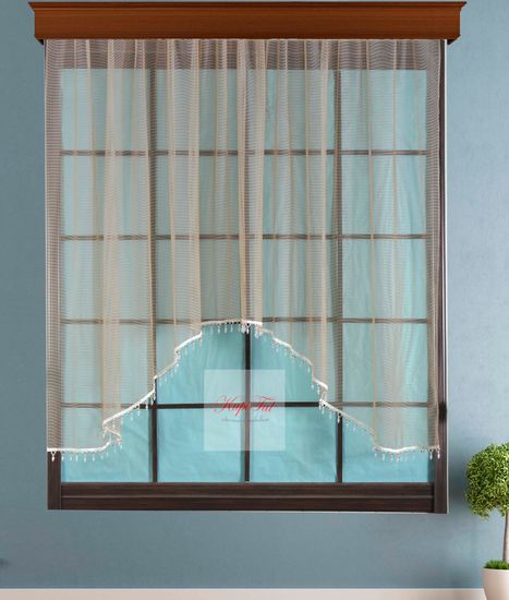 Короткий тюль-арка со стеклярусами. Клайм (коричневый)