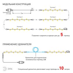 ENON-10B ЭРА Гирлянда LED Нить 10 м теплый свет, 24V, IP44