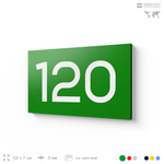 Номер на дверь 120, табличка на дверь для офиса, квартиры, кабинета, аудитории, склада, зеленая 120х70 мм, Айдентика Технолоджи