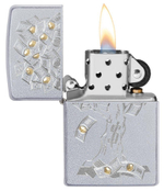 Зажигалка Zippo Money Tree Design с покрытием Satin Chrome, латунь/сталь, серебристая, 36x12x56 мм