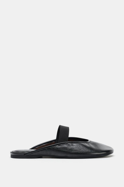 ZARA КОЖАНЫЕ БАЛЕТКИ-МЮЛИ, ЧЕРНЫЙ