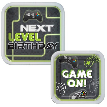 Тарелки бумажные квадратные «GAME ON. NEXT LEVEL», 17/ 23 см, 8 шт