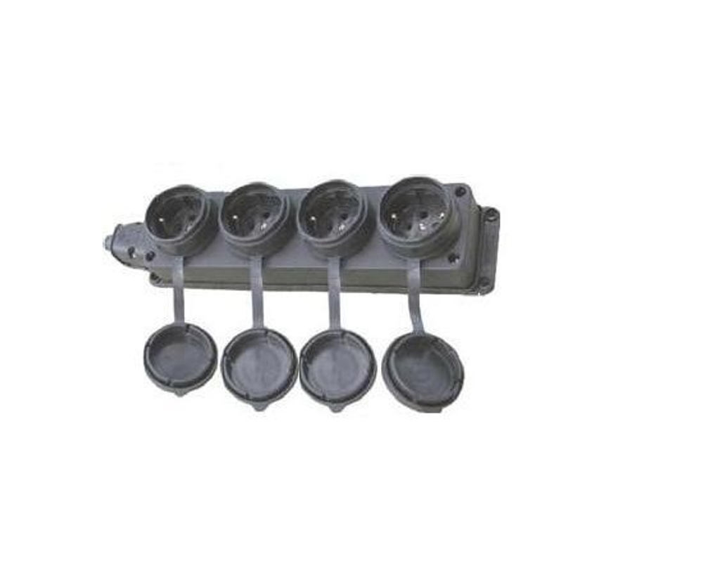 Розетка наруж. уст-ки 4-ая с заглушками 2Р+РЕ 1х16А 220-240V