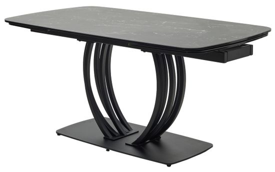 Стол MALTA 160 NERO KL-116 Черный мрамор матовый, итальянская керамика/ черный каркас