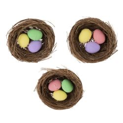 GAEM Изделие декоративное "Гнездо пасхальное" (блок 12 шт), L6 W6 H2 см, 3в.
