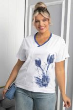 Блуза Лотус НЬЮ (бело-синяя) Б13975-20М LT Collection