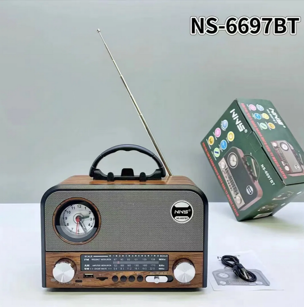 Радиоприемник с MP3 плеером, Bluetooth+часы NNS NS-6697BT