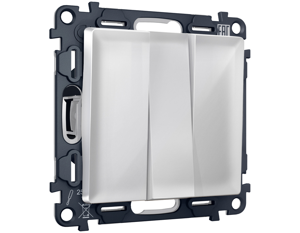 MA405010 Комплект механизма 3-кл выключателя ALFA Серебро глянец QUANT (AP4050, VM133)