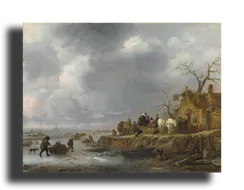 Репродукция "Исаак Янс ван Остаде - На замерзшей реке"