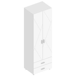 Шкаф 2-ств с 2 ящиками с полками(+штанга) МС "Сандра"(Белый лофт)