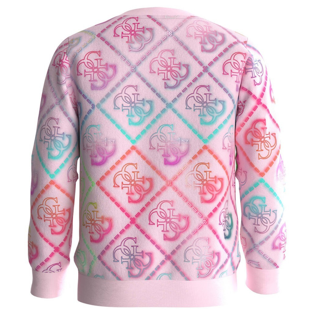 Свитшот GUESS Розовый/Принт: разноцветные логотипы/Термопринт: серебристый треугольник Девочка
