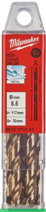 Сверло по металлу Milwaukee HSS-Co 8.5мм 5шт (4932373351)