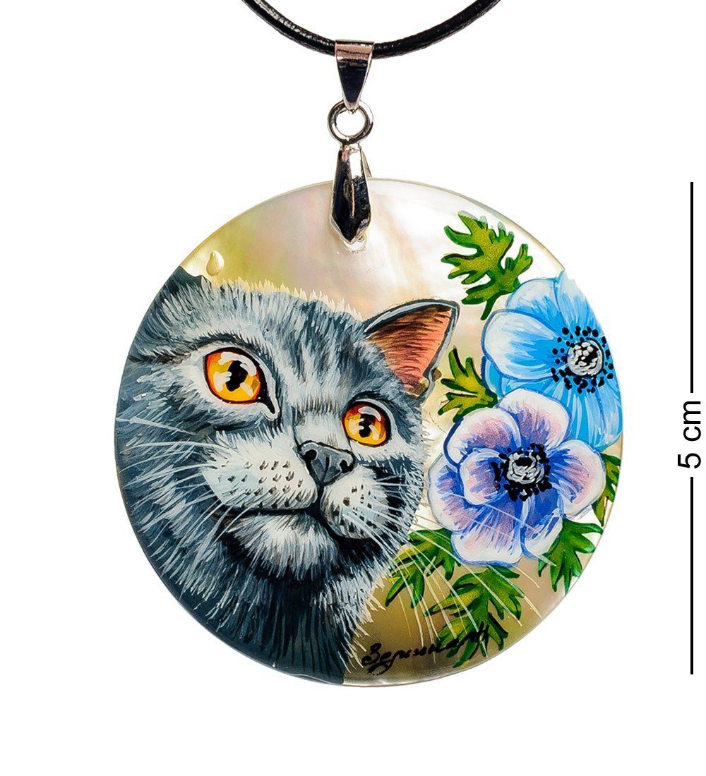 ШК-55/ 43-A Кулон из перламутра «Кот»