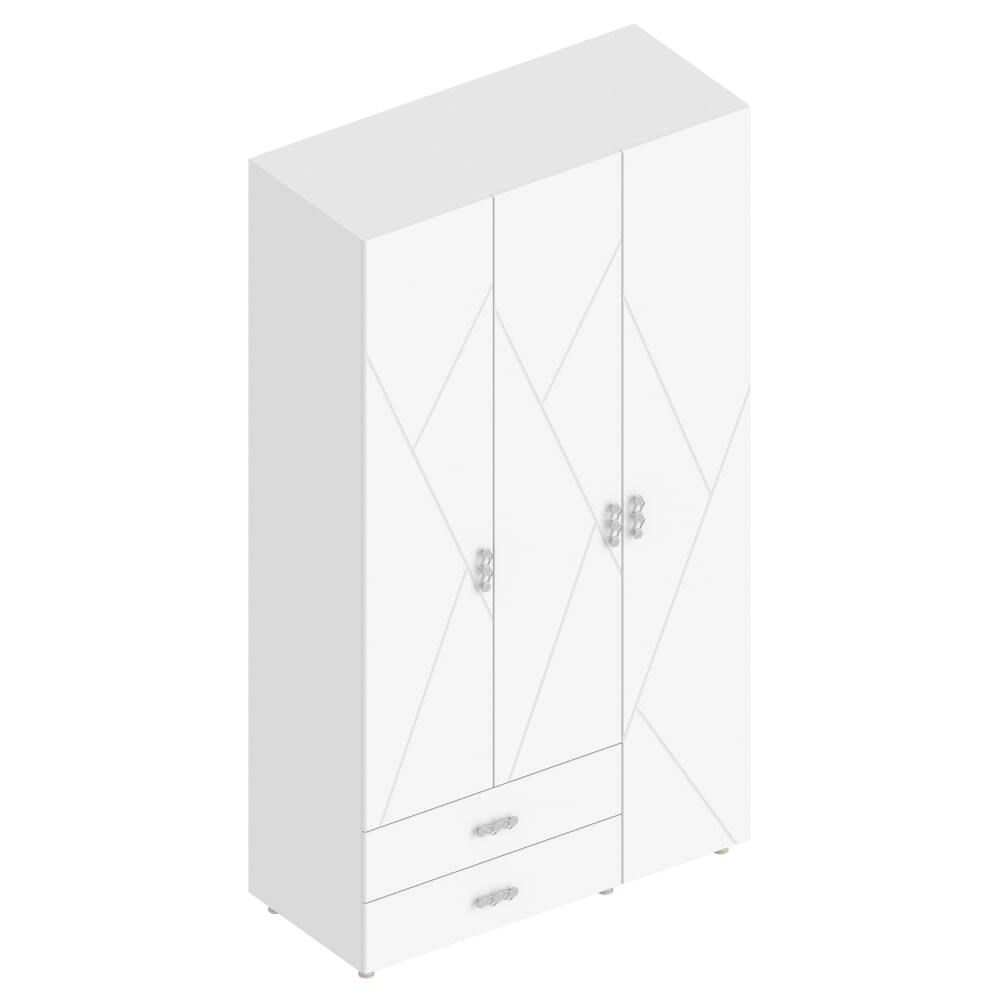 Шкаф 3-ств с 2 ящиками МС "Сандра"(Белый лофт)