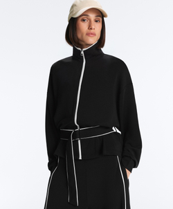 Oysho Куртка с контрастным Piping из мягкого модала, черный