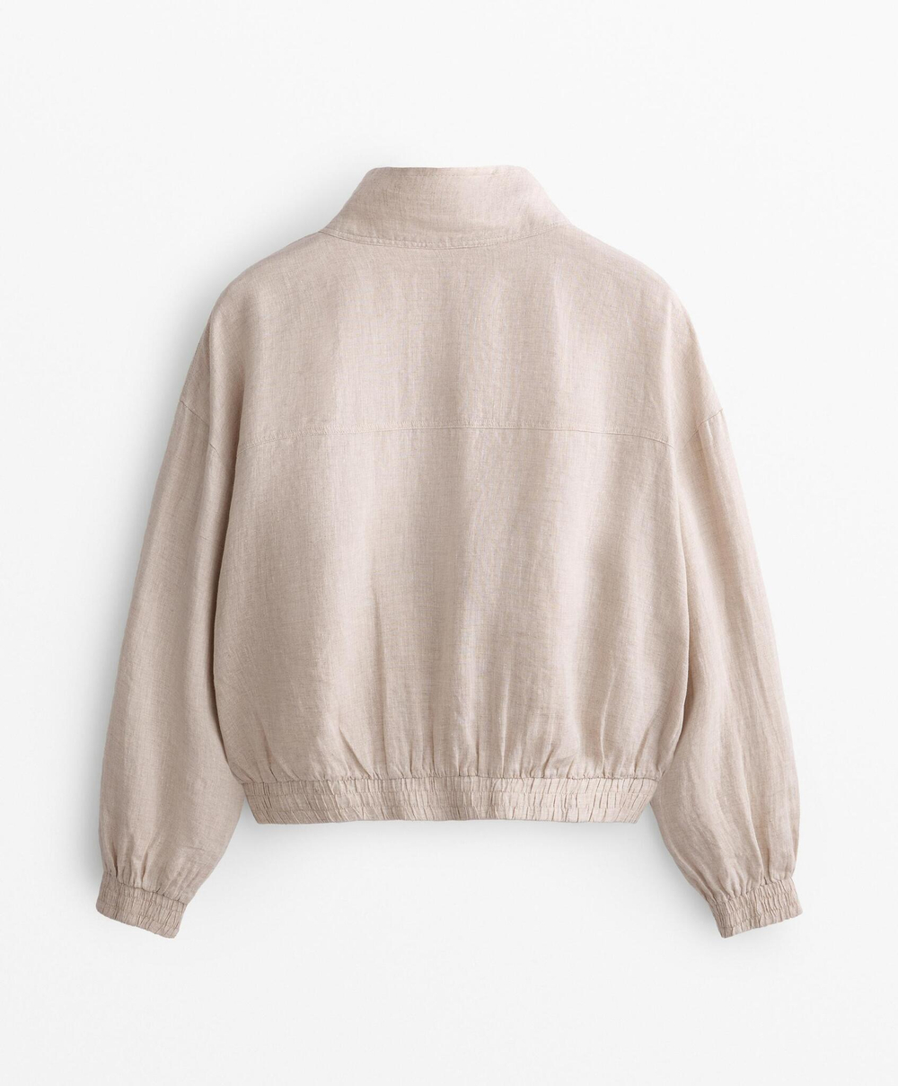Oysho Куртка-бомбер из 100%-го льна, песочный меланж