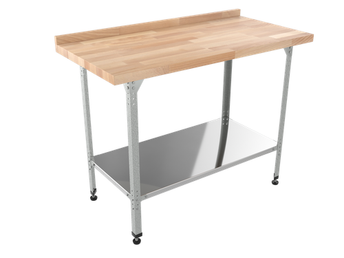 Стол кондитерский "Профи" СКПП, сплошная полка, береза, 2000х700х860 мм, с бортом