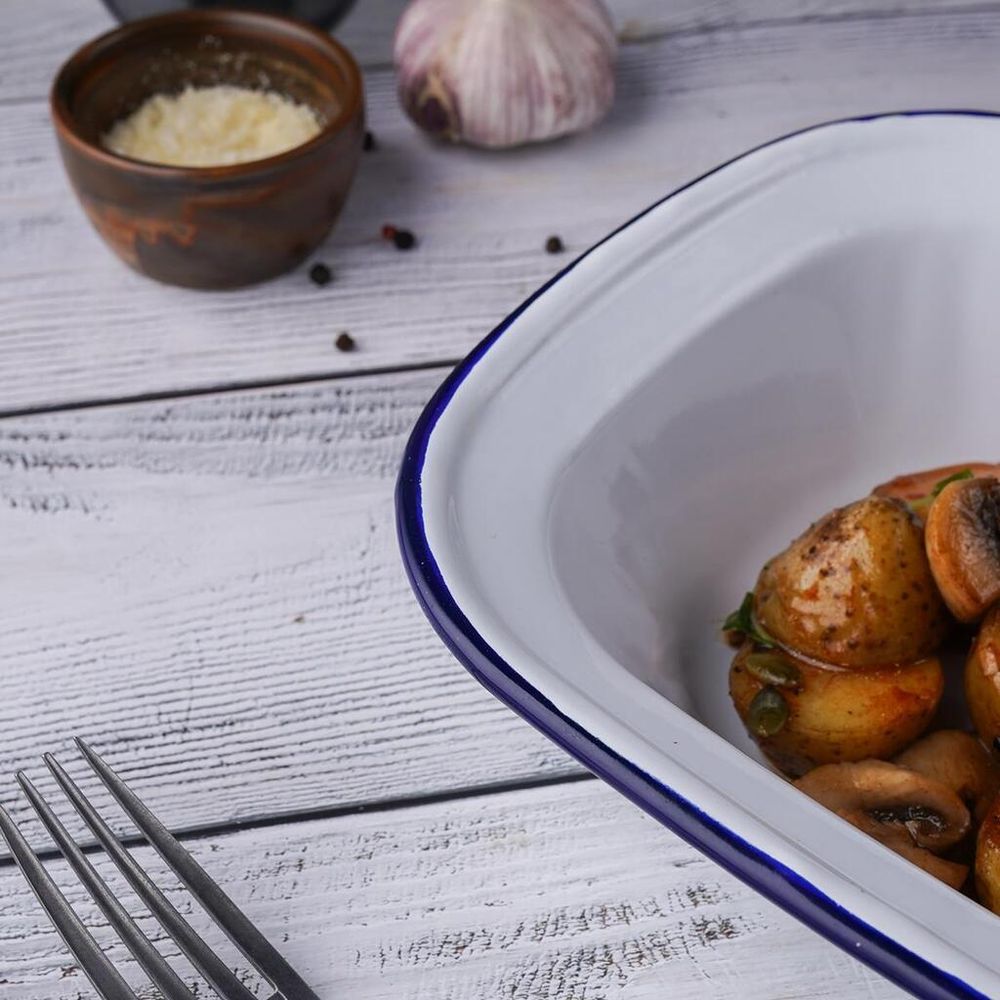 Блюдо для подачи 26*19 см h6 см 1250 мл Blue Rim эмалированая сталь SUNNEX [1]