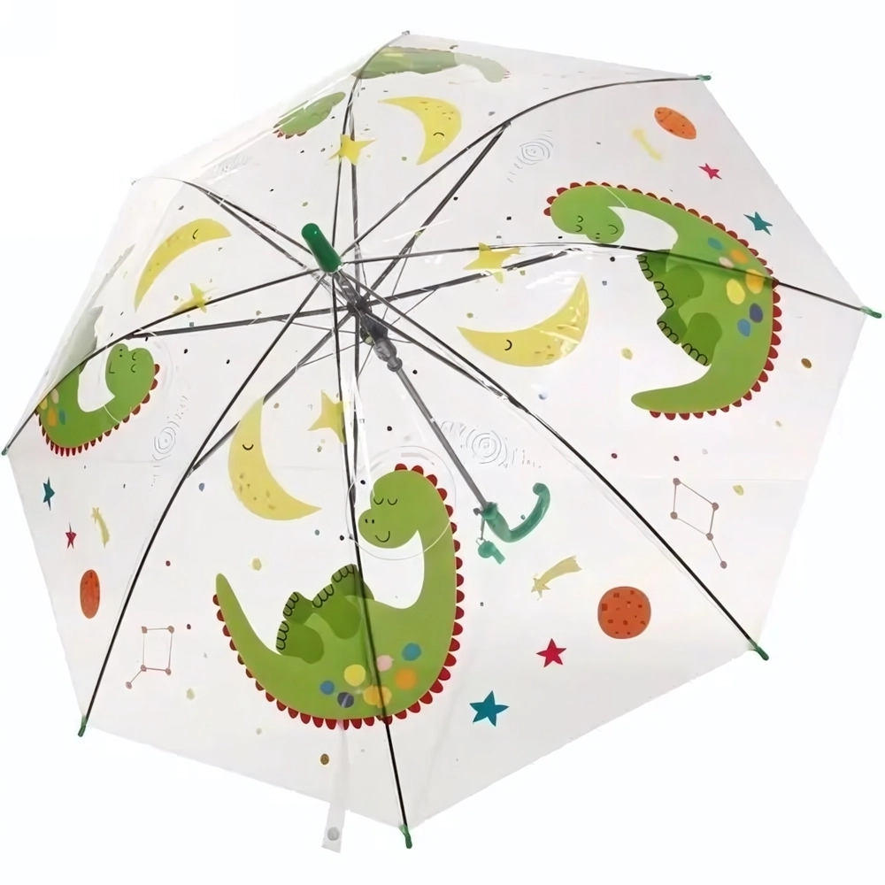 Зонт детский полуавтомат «Динозаврики», 8 спиц, d-85см, длина в слож. виде 66см, зеленый