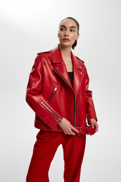 Косуха medium красная плотная кожа