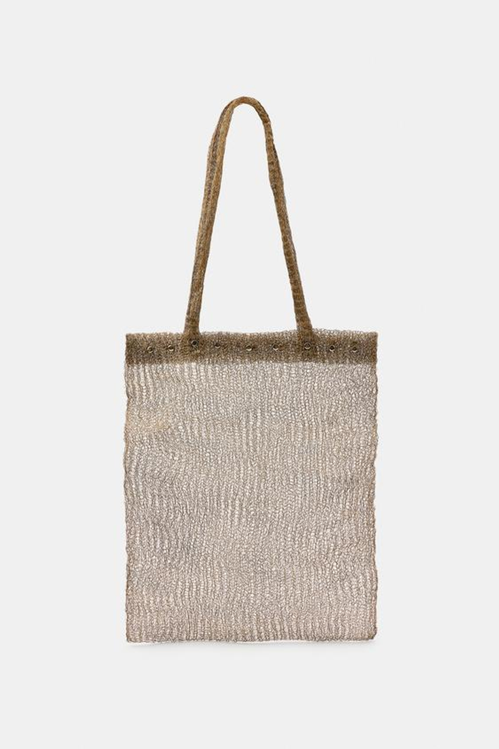 ZARA СУМКА ИЗ МЕТАЛЛИЧЕСКОЙ СЕТКИ С ЗАКЛЕПКАМИ, ЗОЛОТИСТЫЙ