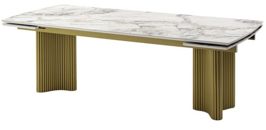 Стол АДАЖИО-2 240 (320) см ARCTIC OCEAN, керамика / Золотой каркас