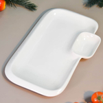 Блюдо сервировочное с соусницей 25*17см "Issi", фарфор