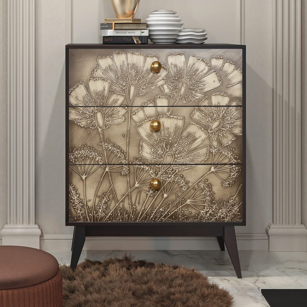 Комод Маки с 3 ящиками Каштан