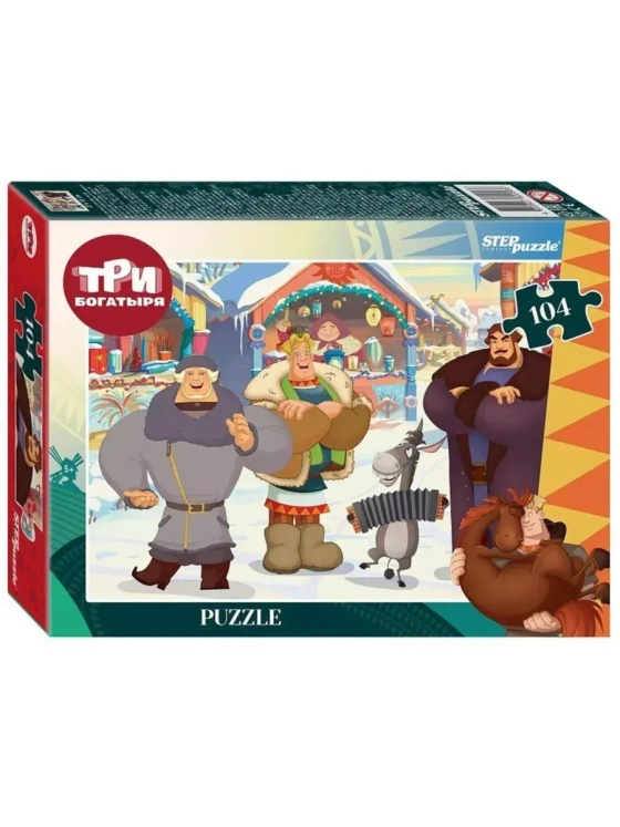 Пазл для детей 4 5 6 7 лет Три богатыря 104 элемента
