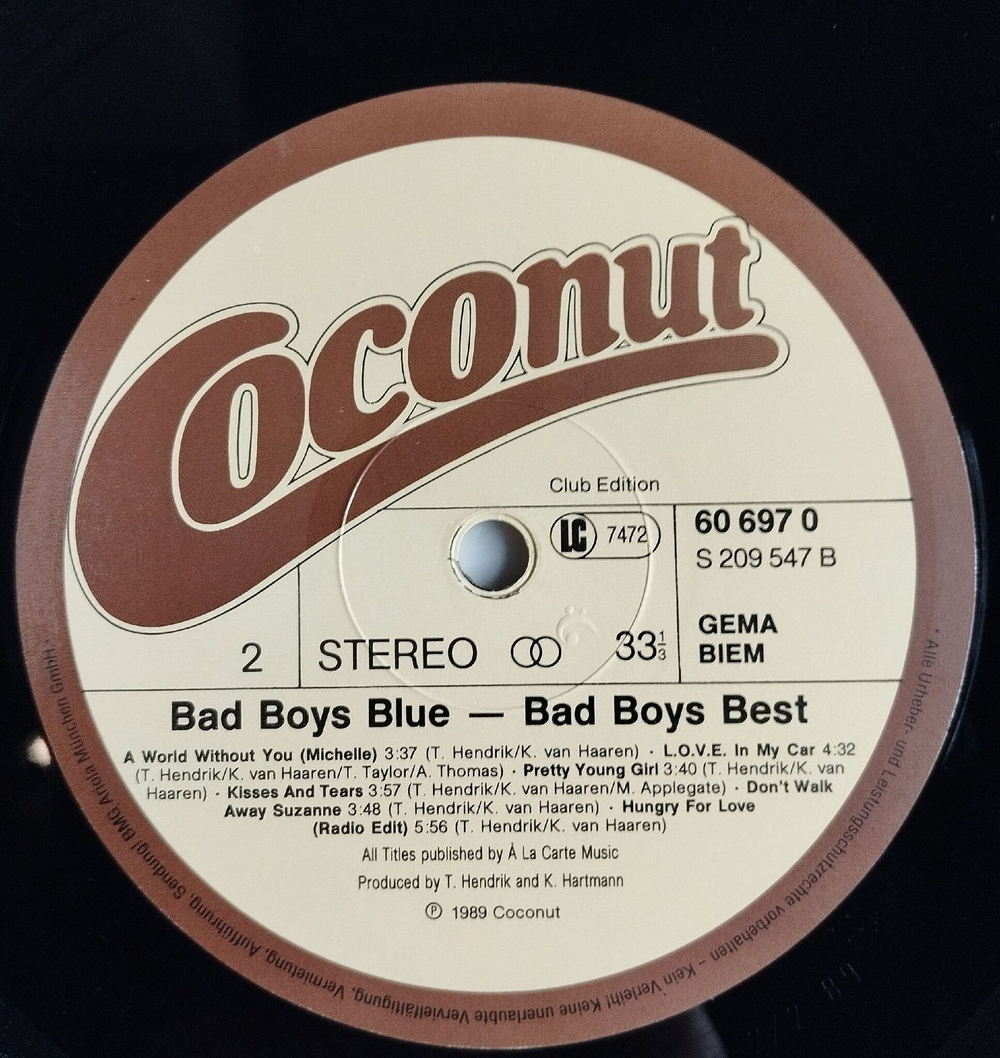 Винтажная виниловая пластинка LP Bad Boys Blue Best (Germany 1989) You are A Woman