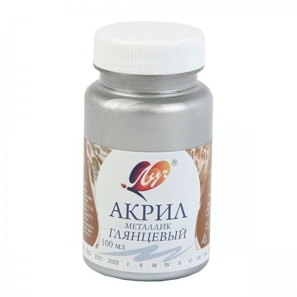 Акриловая краска металлик 100мл Серебро (Луч)
