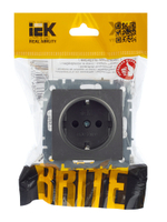 BRITE Розетка 1-местная с заземлением с защитными шторками 16А РС14-1-0-БрС сталь IEK