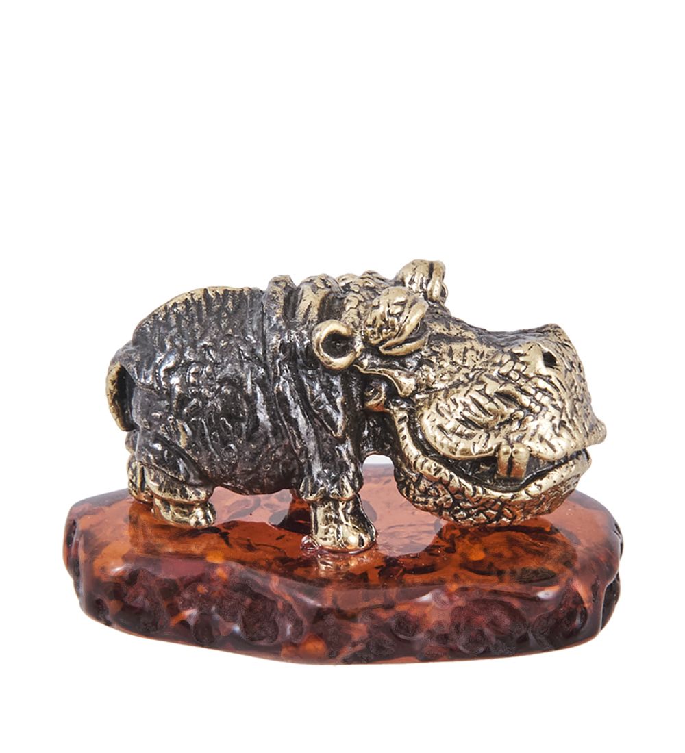 Народные промыслы AM-4022 Фигурка «Бегемот Валера» (латунь, янтарь)