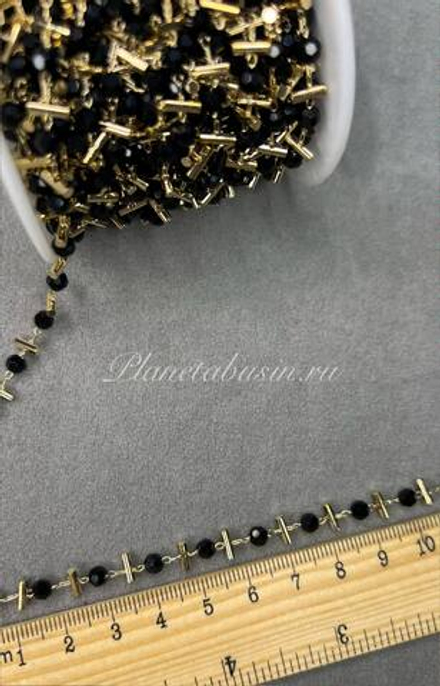 Цепь люкс (Корея) с хрустальным черным стеклом 1576