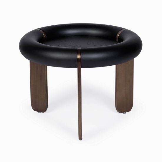 Кофейный стол Luca диаметр 60 сталь нержавеющая, шпон дуба