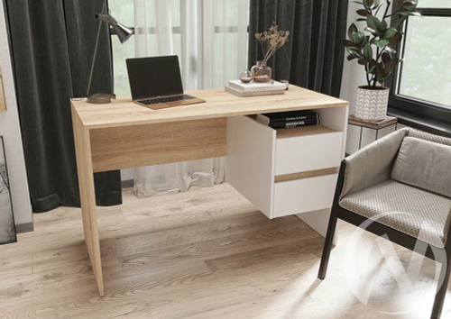 Стол компьютерный №9 (УПКФ) (Дуб сонома/Белый ФВ)