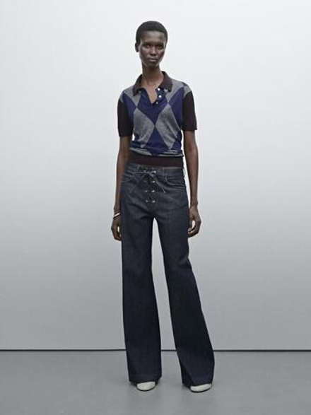 Massimo Dutti Свитер из смесового трикотажа, шоколадно-коричневый