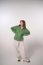 Брюки-бананы из светло-серого футера меланж, без начеса