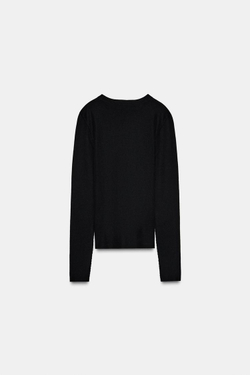 ZARA ТОП ИЗ ТОНКОГО ТРИКОТАЖА, ЧЕРНЫЙ