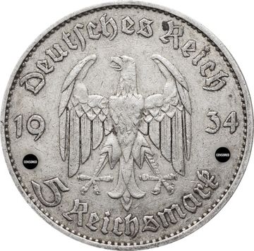5 рейхсмарок 1934 Германия (Третий Рейх) "A" «Годовщина нацистского режима — Гарнизонная церковь в Постдаме»