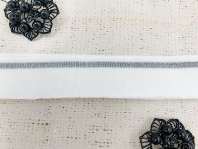Подвязы трикотажные, ш. 3 см, L 125 см, белый с серебром
