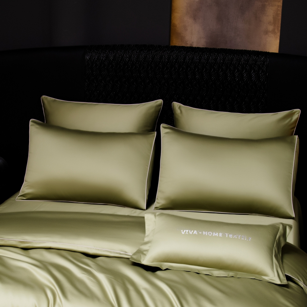 КПБ Однотонный Сатин Премиум на резинке OCPR009, 2 спальный, 4 наволочки, простынь 160*200*30