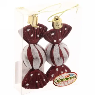 Ёлочные игрушки «Таинственное очарование» Конфетки 8 см (набор 2шт), темный рубин