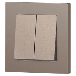 Переключатель Intro Accent 6-107-08 двойной, 10А-250В, IP20, СУ, AL/CU, бронза | Intro
