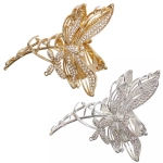 Заколка - краб для волос со стразами на блистере «ДЕ Палма», стрекоза, цвет золото и серебро, 11*6см (пакет с подвесом)