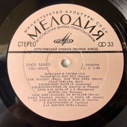 Винтажная виниловая пластинка LP Мелодии И Ритмы (III) (СССР 1975)