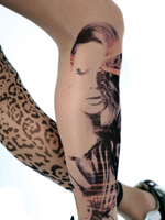 Колготки с леопардовым принтом с одной стороны и девушкой с другой (Размер: S-M-L) (Цвет: бежевый)